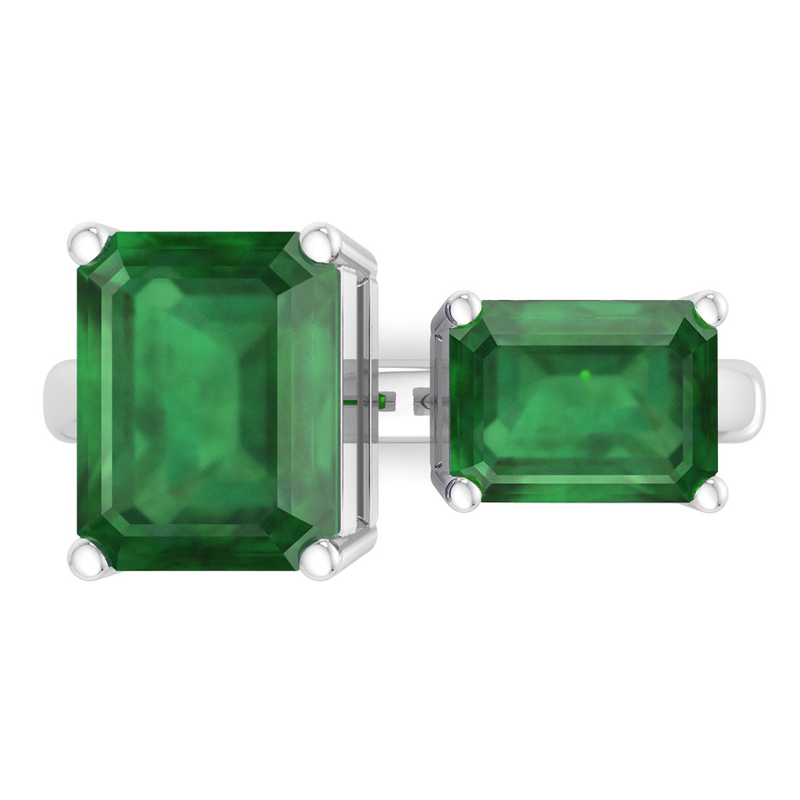 Martha Stewart 4 1/2ctw. Emerald Two Stone Ring In Sterling Silver image number null